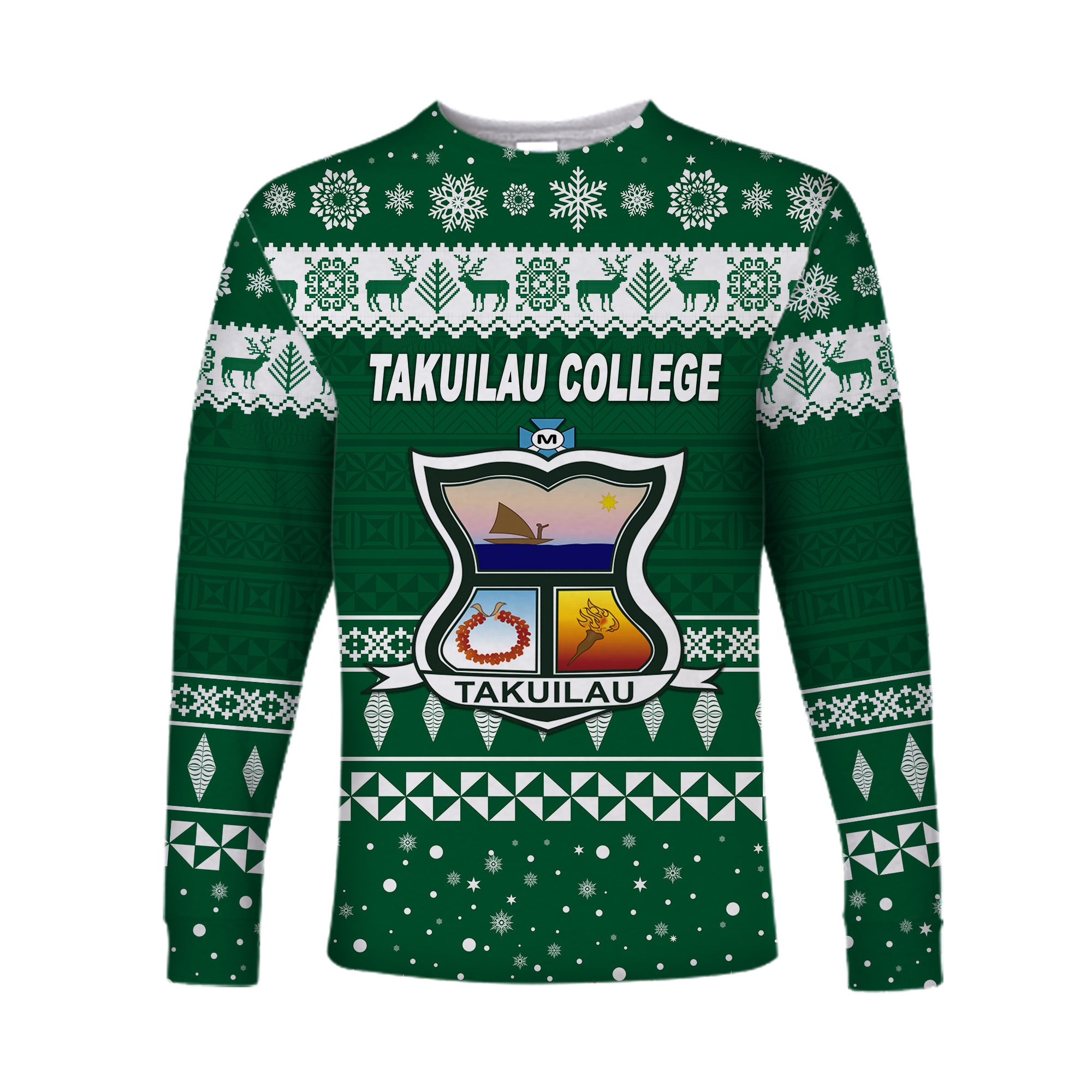 Takuilau College Christmas Long Sleeve Shirt Simple Style LT8 Unisex Green - Polynesian Pride