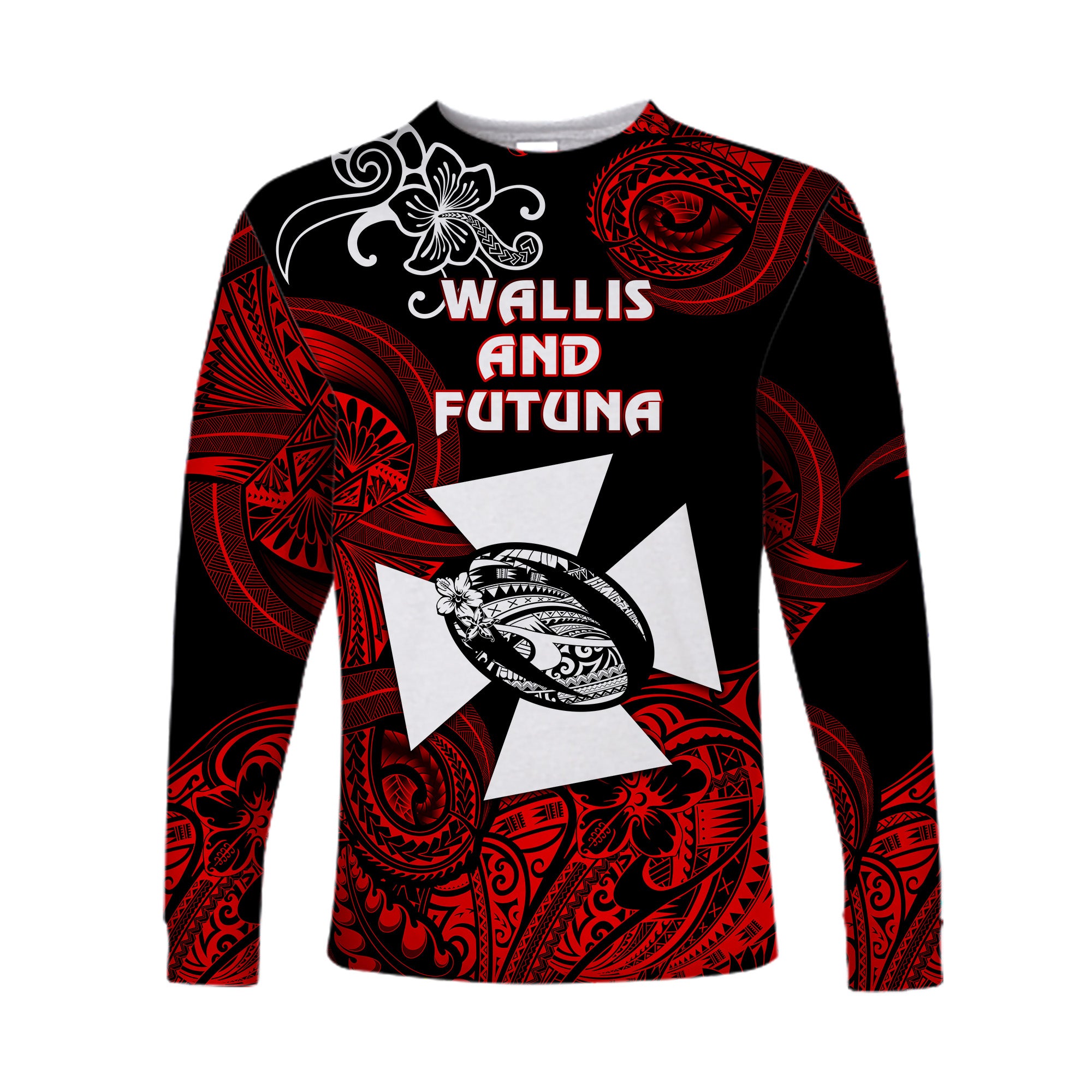 Wallis and Futuna Polynesian Long Sleeve Shirt Unique Style - Red LT8 - Polynesian Pride