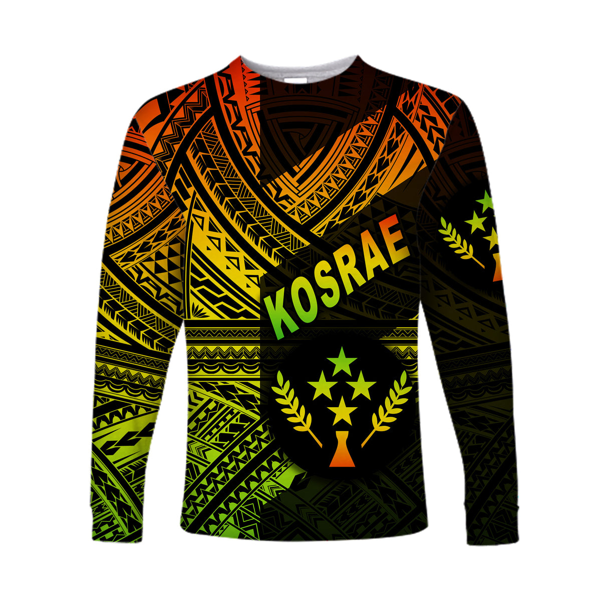 (Custom Personalised) FSM Kosrae Long Sleeve Shirts Original Style - Reggae LT8 - Polynesian Pride