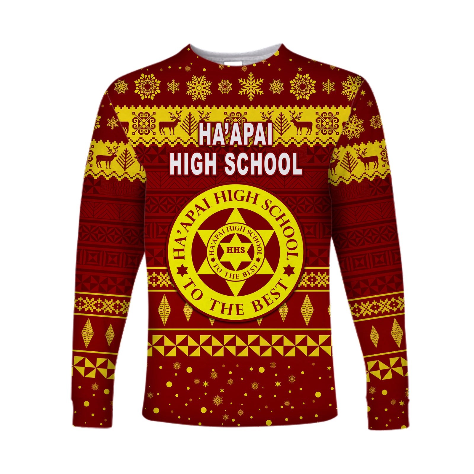 (Custom Personalised) Ha'apai High School Christmas Long Sleeve Shirt Simple Style LT8 Unisex Green - Polynesian Pride