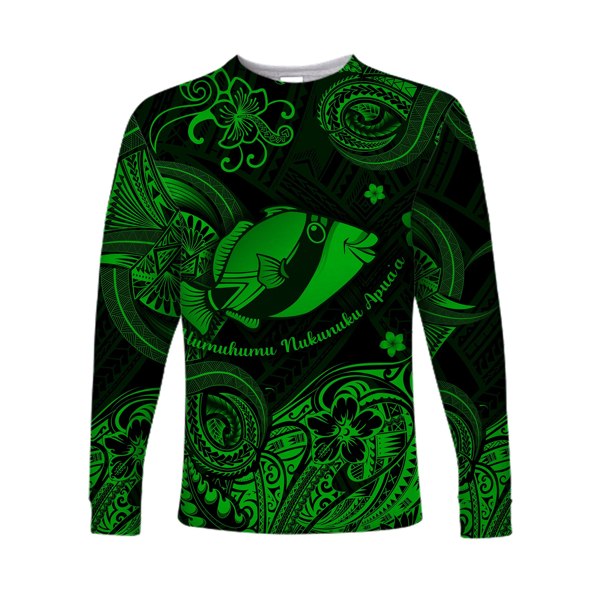 Hawaii State Fish: Humuhumu Nukunuku Apua'a Polynesian Long Sleeve Shirt Unique Style - Green LT8 - Polynesian Pride