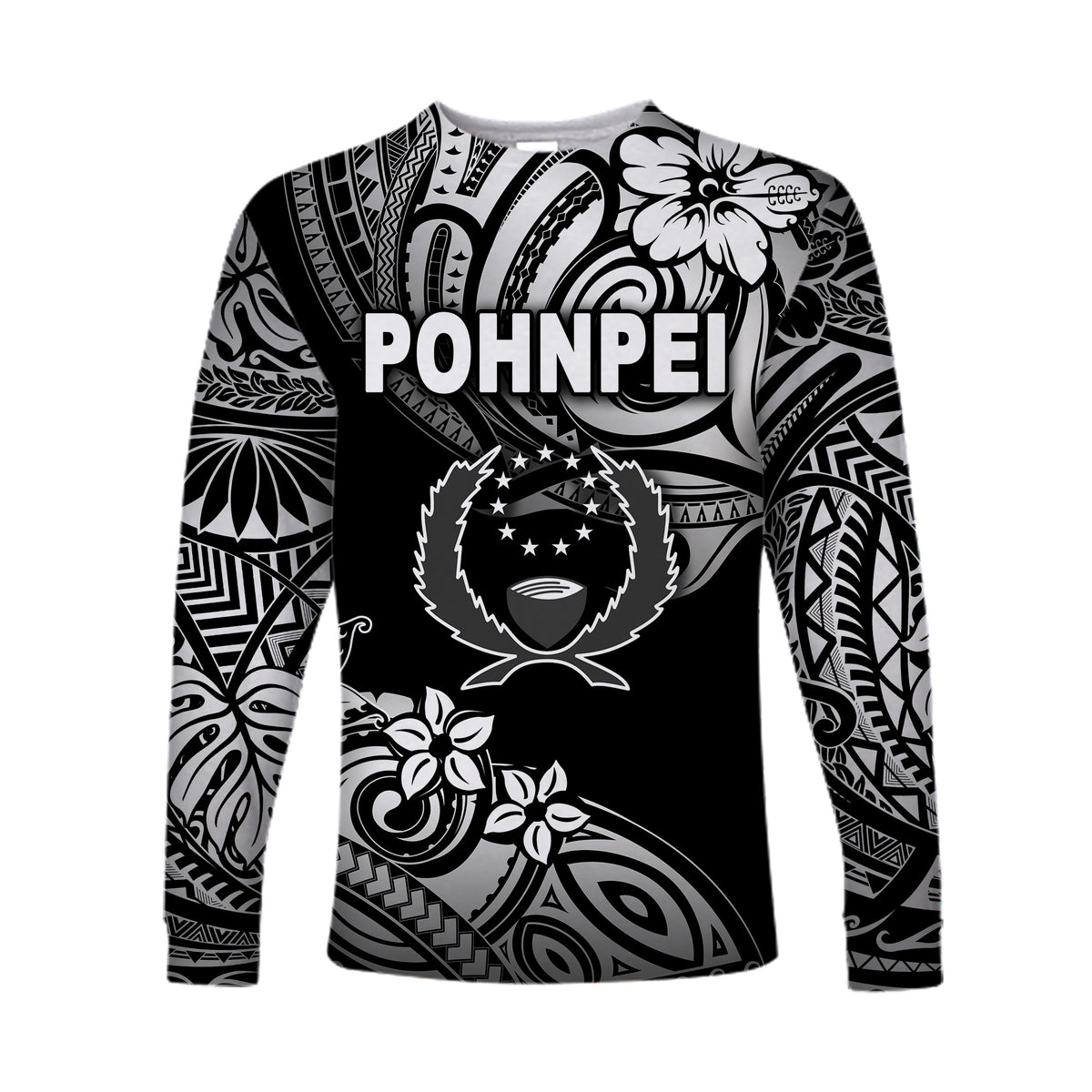 FSM Pohnpei Long Sleeve Shirts Unique Vibes - Black LT8 - Polynesian Pride