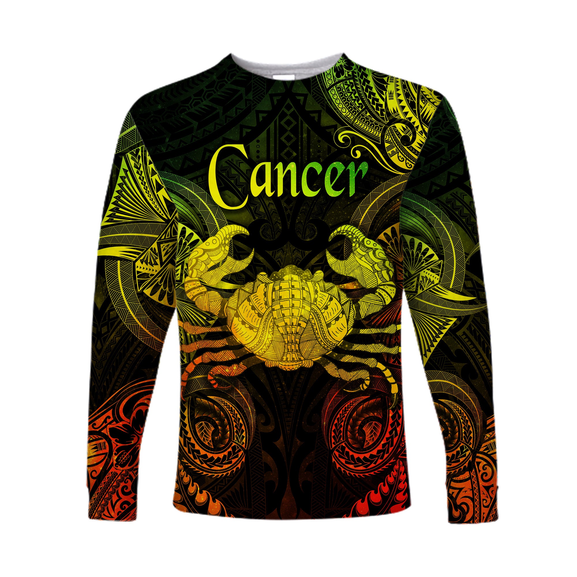 (Custom Personalised) Cancer Zodiac Polynesian Long Sleeve Shirt Unique Style - Reggae LT8 Unisex Reggae - Polynesian Pride