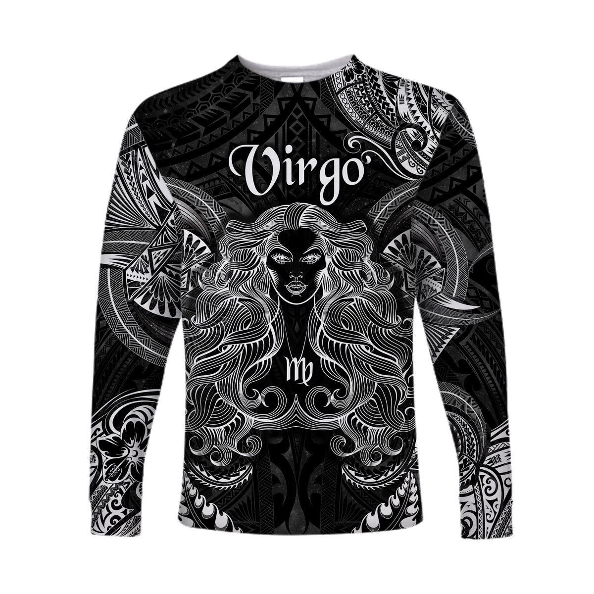 (Custom Personalised) Virgo Zodiac Polynesian Long Sleeve Shirt Unique Style - Black LT8 Unisex Black - Polynesian Pride