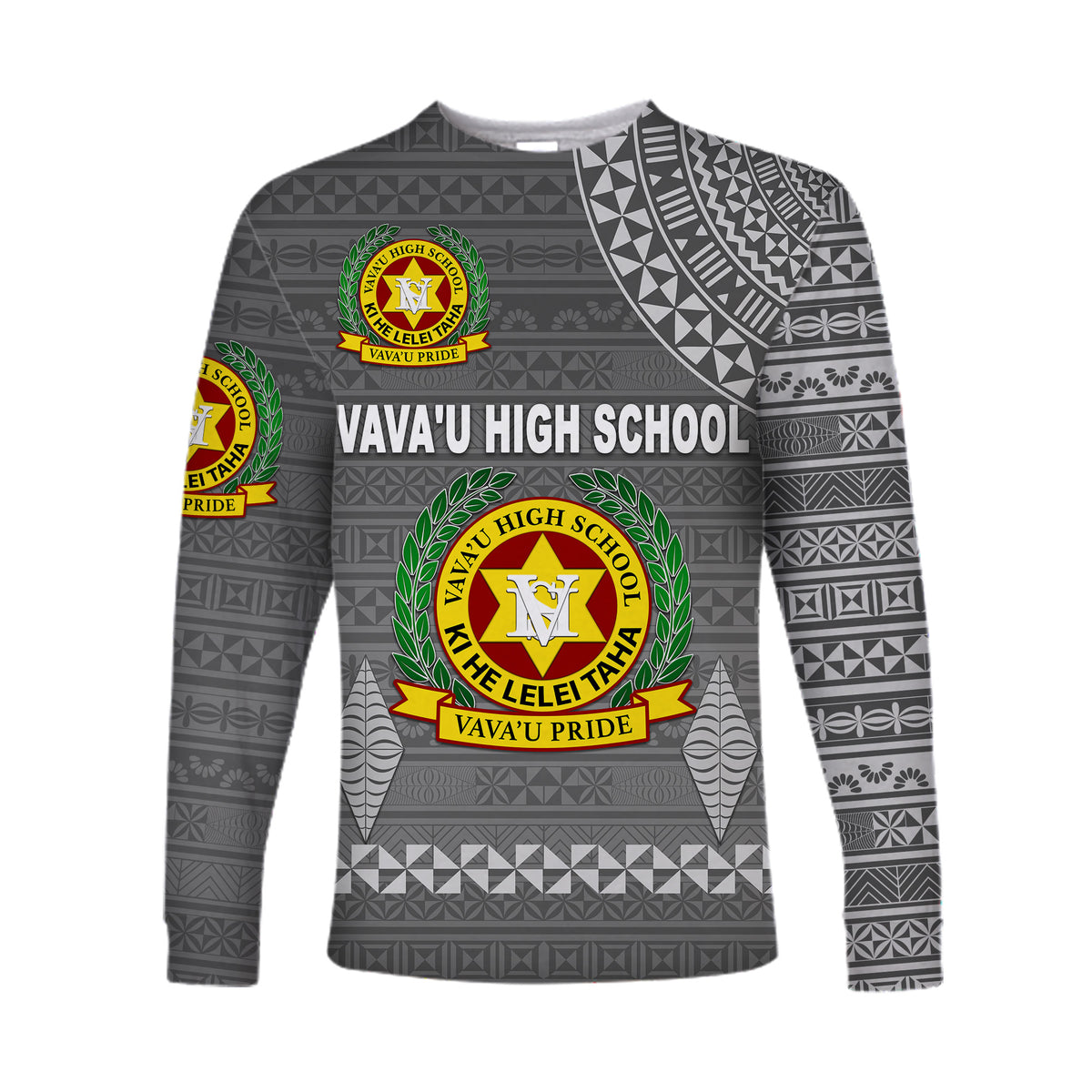 Tonga Vava'u High School Long Sleeve Shirt Simple Style - Full Grey LT8 - Polynesian Pride