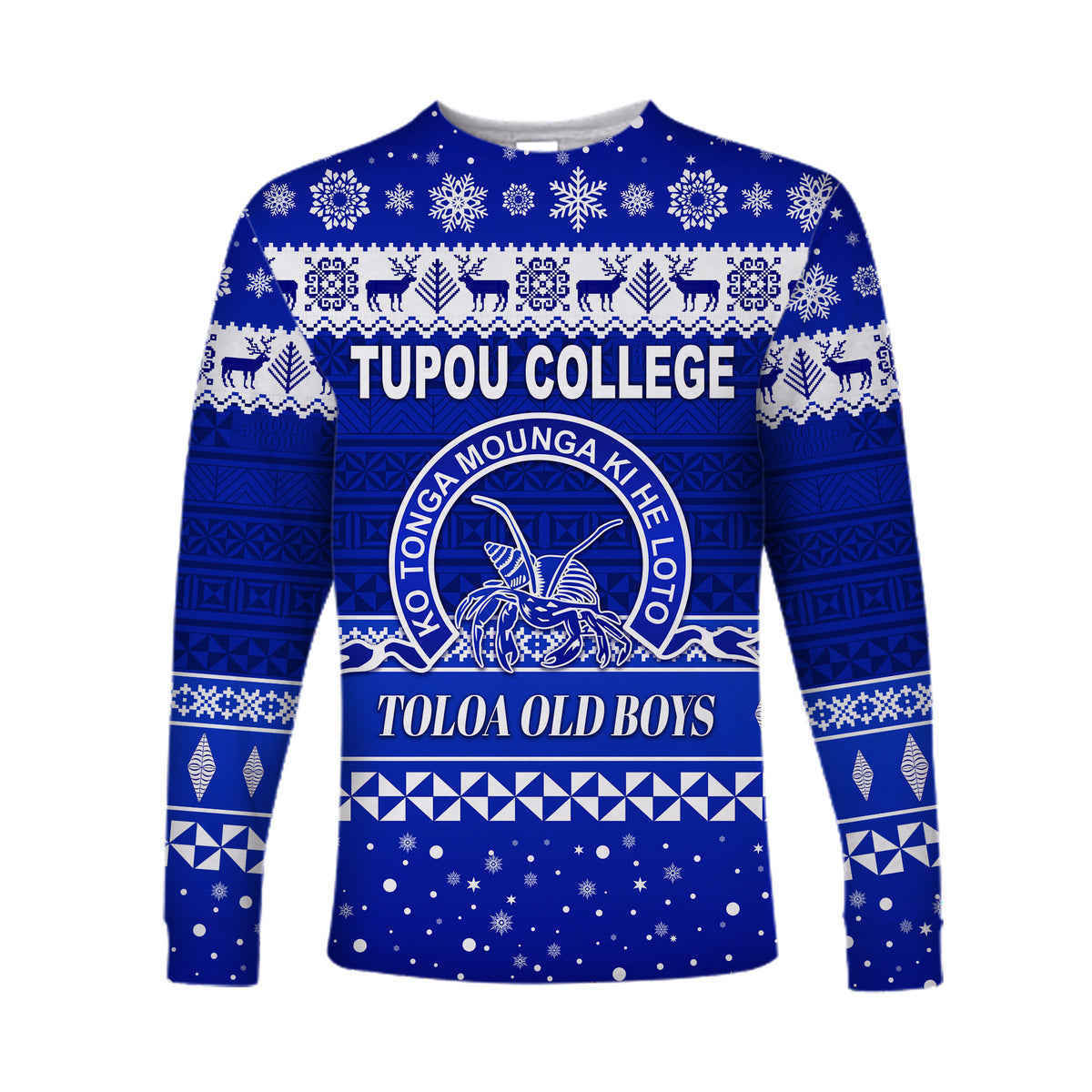 (Custom Personalised) Tupou College Toloa Old Boys Christmas Long Sleeve Shirt Simple Style LT8 Unisex Blue - Polynesian Pride