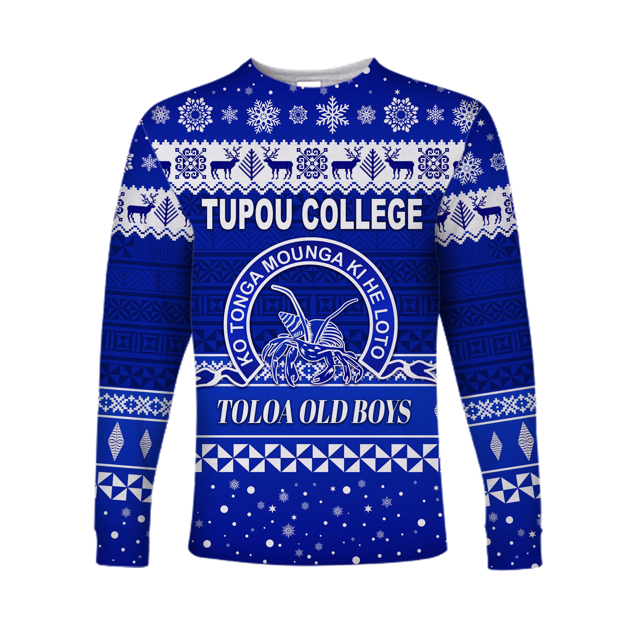 (Custom Personalised) Tupou College Toloa Old Boys Christmas Long Sleeve Shirt Simple Style LT8 Unisex Blue - Polynesian Pride