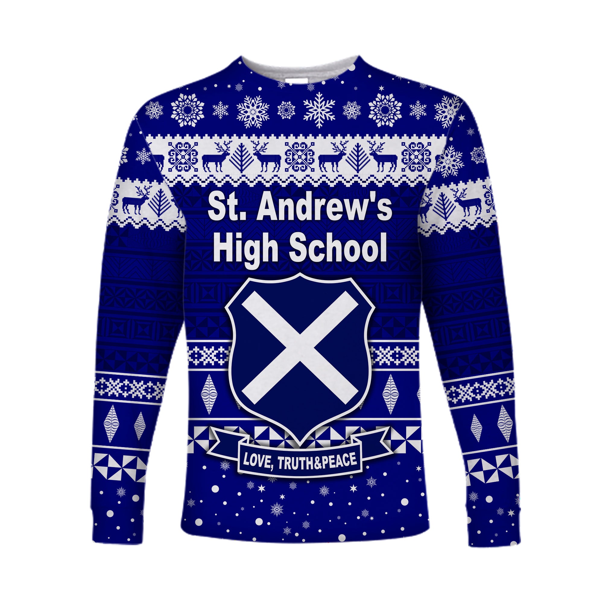 St. Andrew's High School Christmas Long Sleeve Shirt Simple Style LT8 Unisex Blue - Polynesian Pride