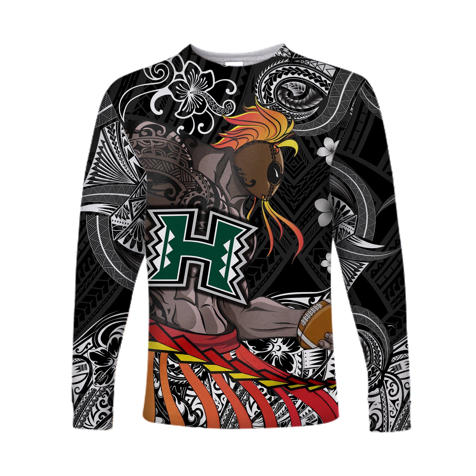 (Custom Personalised) Hawaii Warriors Polynesian Long Sleeve Shirt Unique Style - Black LT8 Unisex Black - Polynesian Pride