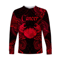 (Custom Personalised) Cancer Zodiac Polynesian Long Sleeve Shirt Unique Style - Red LT8 Unisex Red - Polynesian Pride