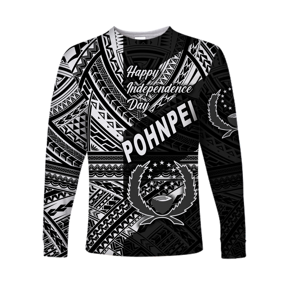 FSM Pohnpei Long Sleeve Shirts Happy Independence Day Original Vibes - Black LT8 - Polynesian Pride