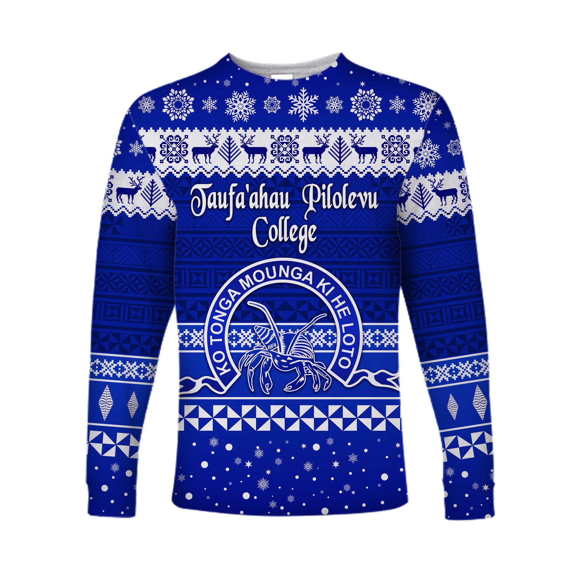 Taufa'ahau Pilolevu College Christmas Long Sleeve Shirt Simple Style LT8 Unisex Blue - Polynesian Pride