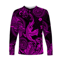 (Custom Personalised) Hawaii Angry Shark Polynesian Long Sleeve Shirt Unique Style - Pink LT8 Unisex Pink - Polynesian Pride