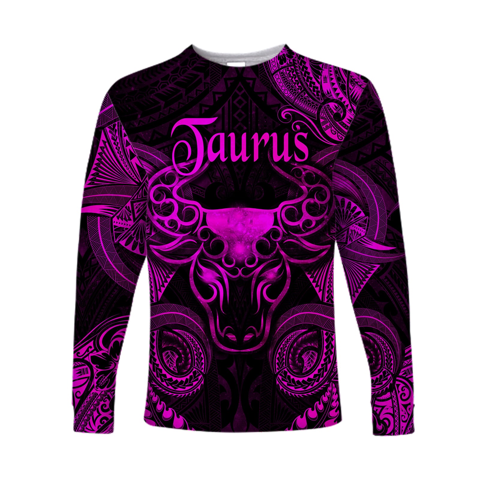 Taurus Zodiac Polynesian Long Sleeve Shirt Unique Style - Pink LT8 Unisex Pink - Polynesian Pride