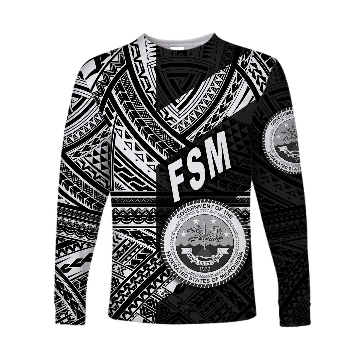 Federated States of Micronesia Long Sleeve Shirts FSM Original Style - Black LT8 - Polynesian Pride