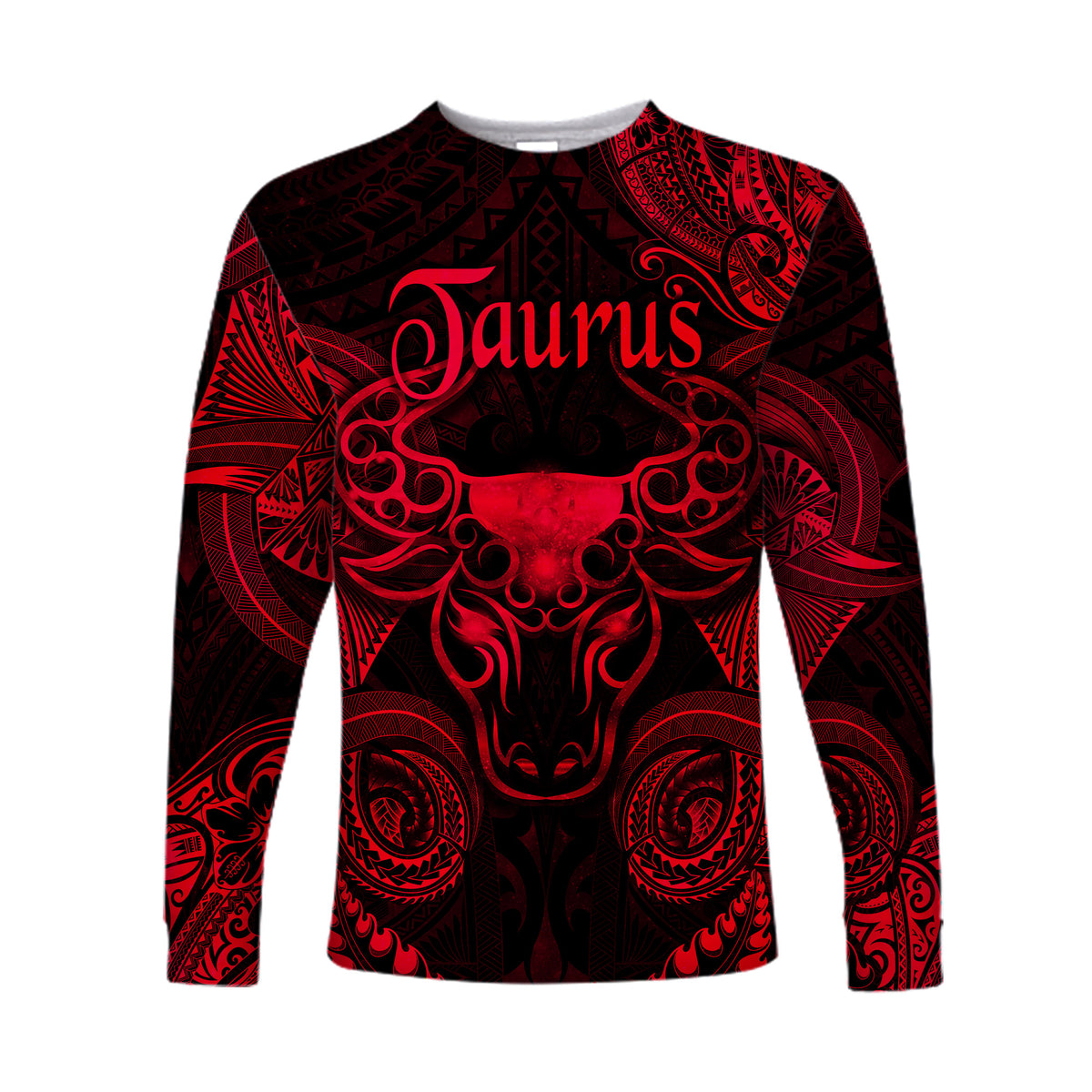 (Custom Personalised) Taurus Zodiac Polynesian Long Sleeve Shirt Unique Style - Red LT8 Unisex Red - Polynesian Pride