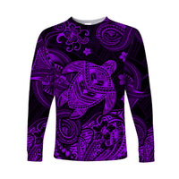 (Custom Personalised) Hawaii Turtle Polynesian Long Sleeve Shirt Plumeria Flower Unique Style - Purple LT8 Unisex Purple - Polynesian Pride