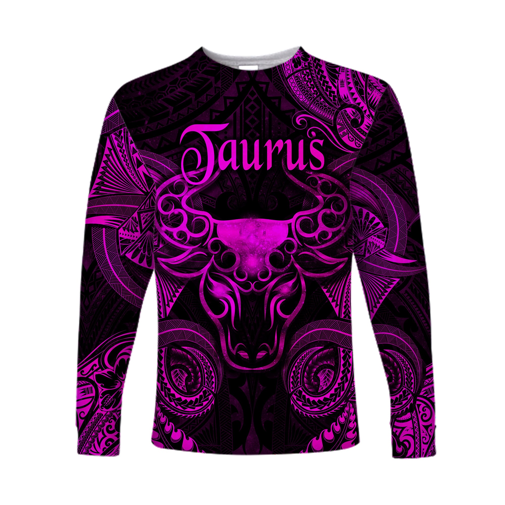 (Custom Personalised) Taurus Zodiac Polynesian Long Sleeve Shirt Unique Style - Pink LT8 Unisex Pink - Polynesian Pride