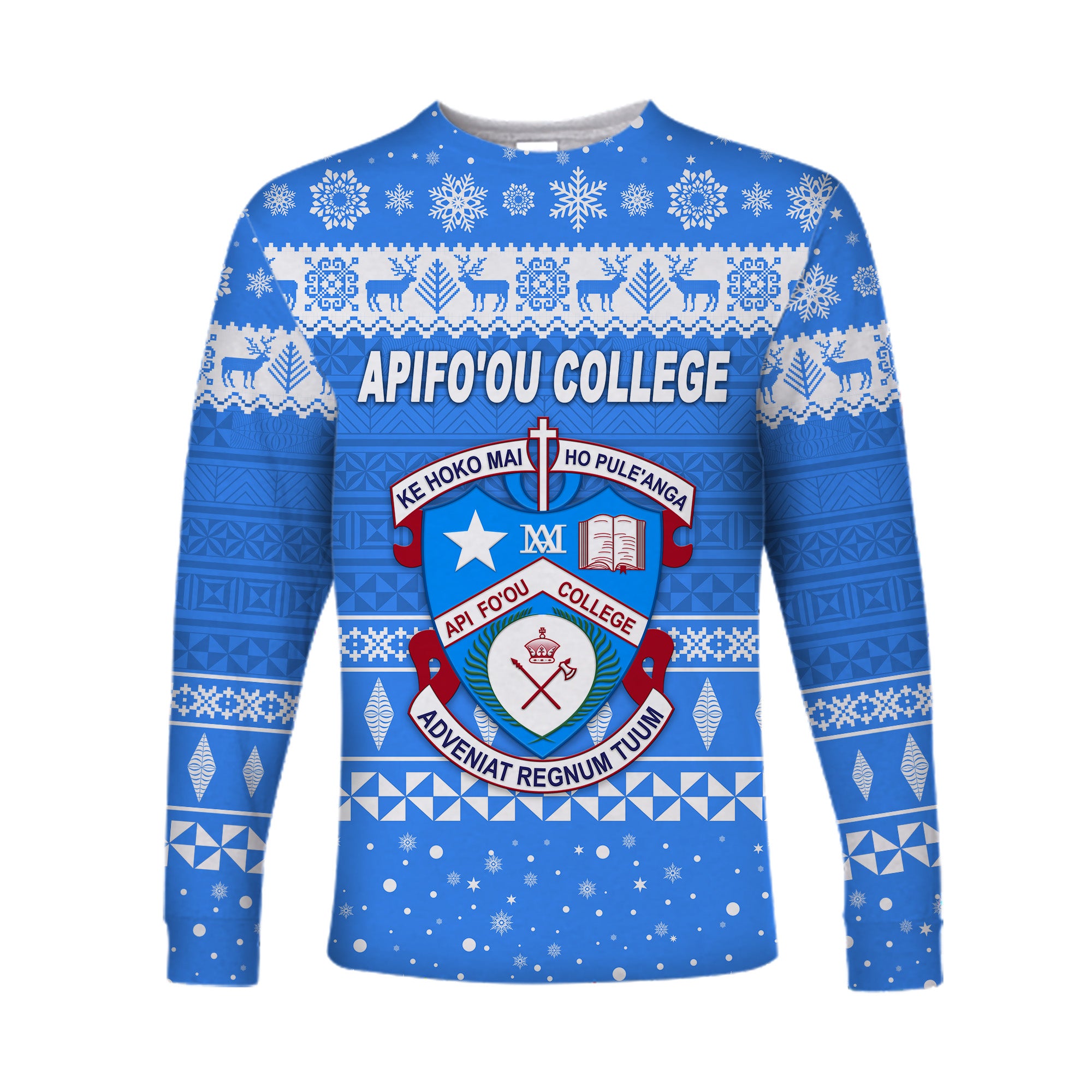 Apifo'ou College Christmas Long Sleeve Shirt Simple Style LT8 Unisex Blue - Polynesian Pride