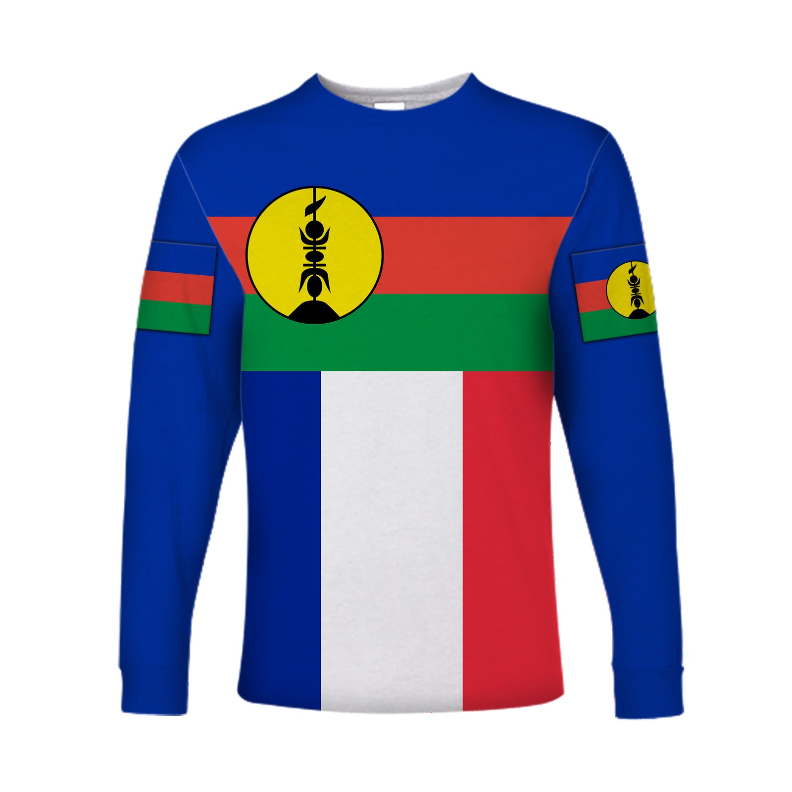 (Custom Personalised) New Caledonia Long Sleeve Shirt Flag Vibes LT8 Unisex Blue - Polynesian Pride