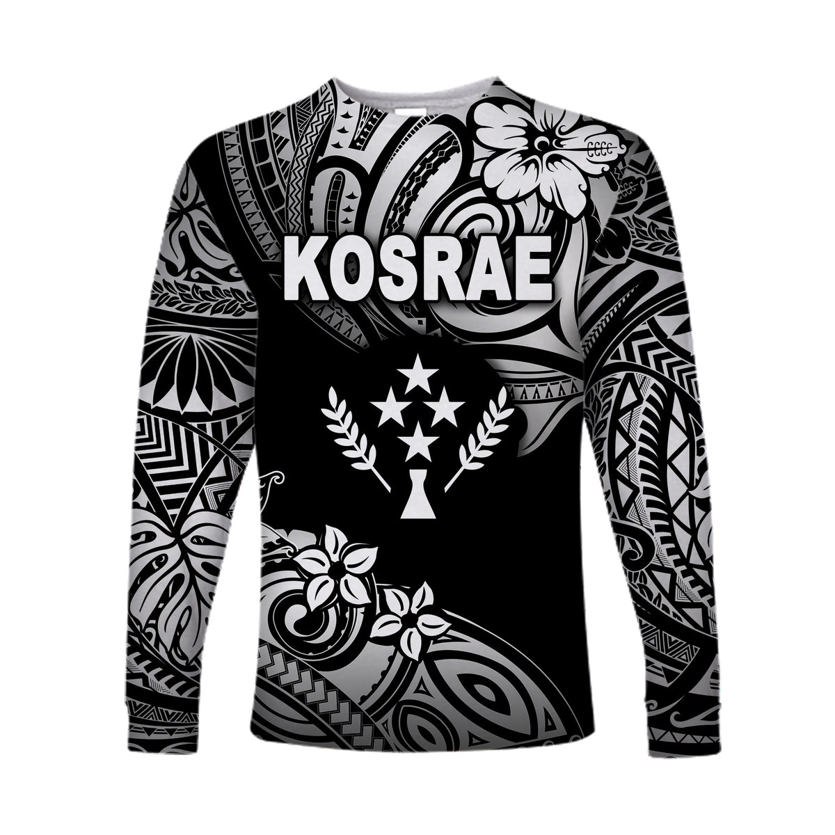 FSM Kosrae Long Sleeve Shirts Unique Vibes - Black LT8 - Polynesian Pride