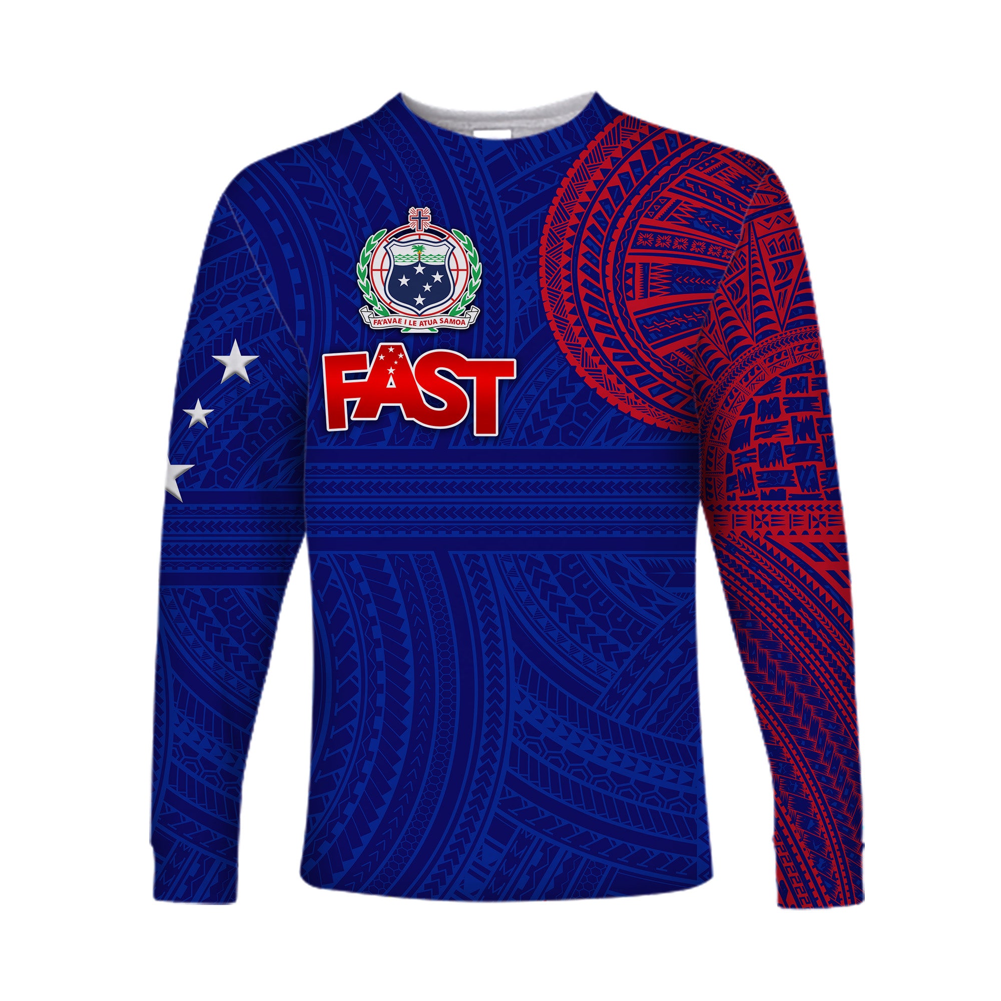 Samoa FAST Party Long Sleeve Shirt Original Style LT8 Unisex Blue - Polynesian Pride