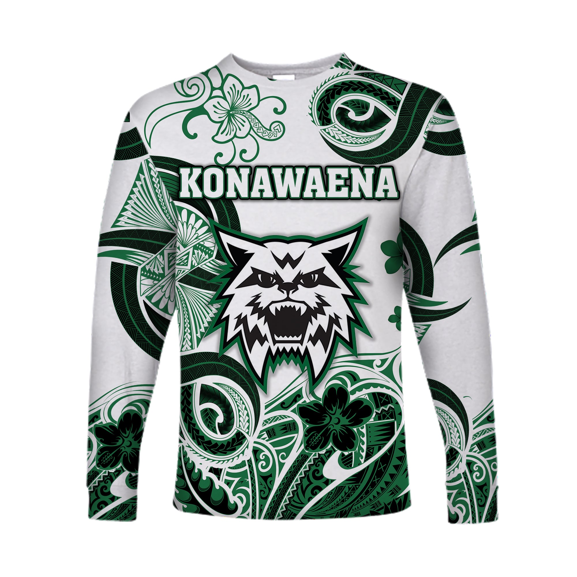 (Custom Personalised) Hawaii Konawaena Wildcats School Long Sleeve Shirt Unique Style LT8 Unisex Green - Polynesian Pride