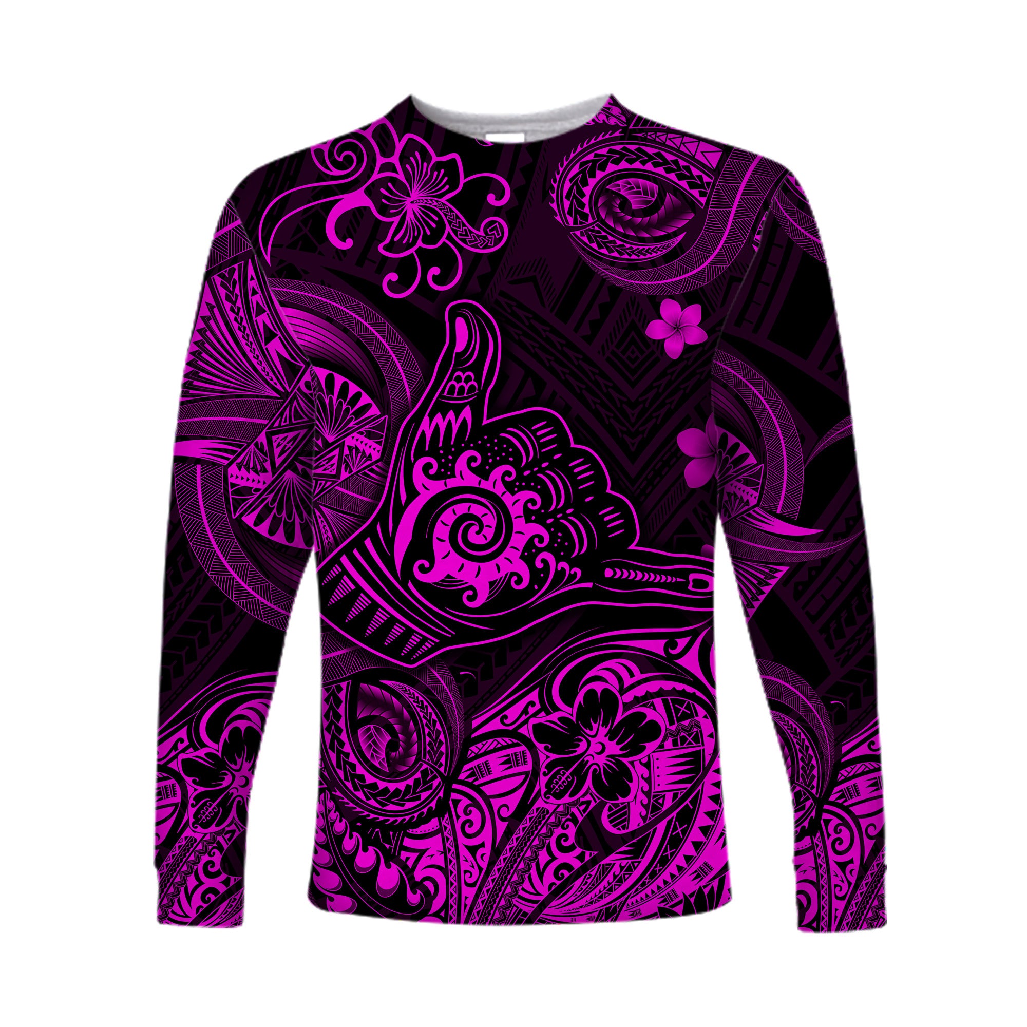 Hawaii Shaka Polynesian Long Sleeve Shirt Unique Style - Pink LT8 - Polynesian Pride