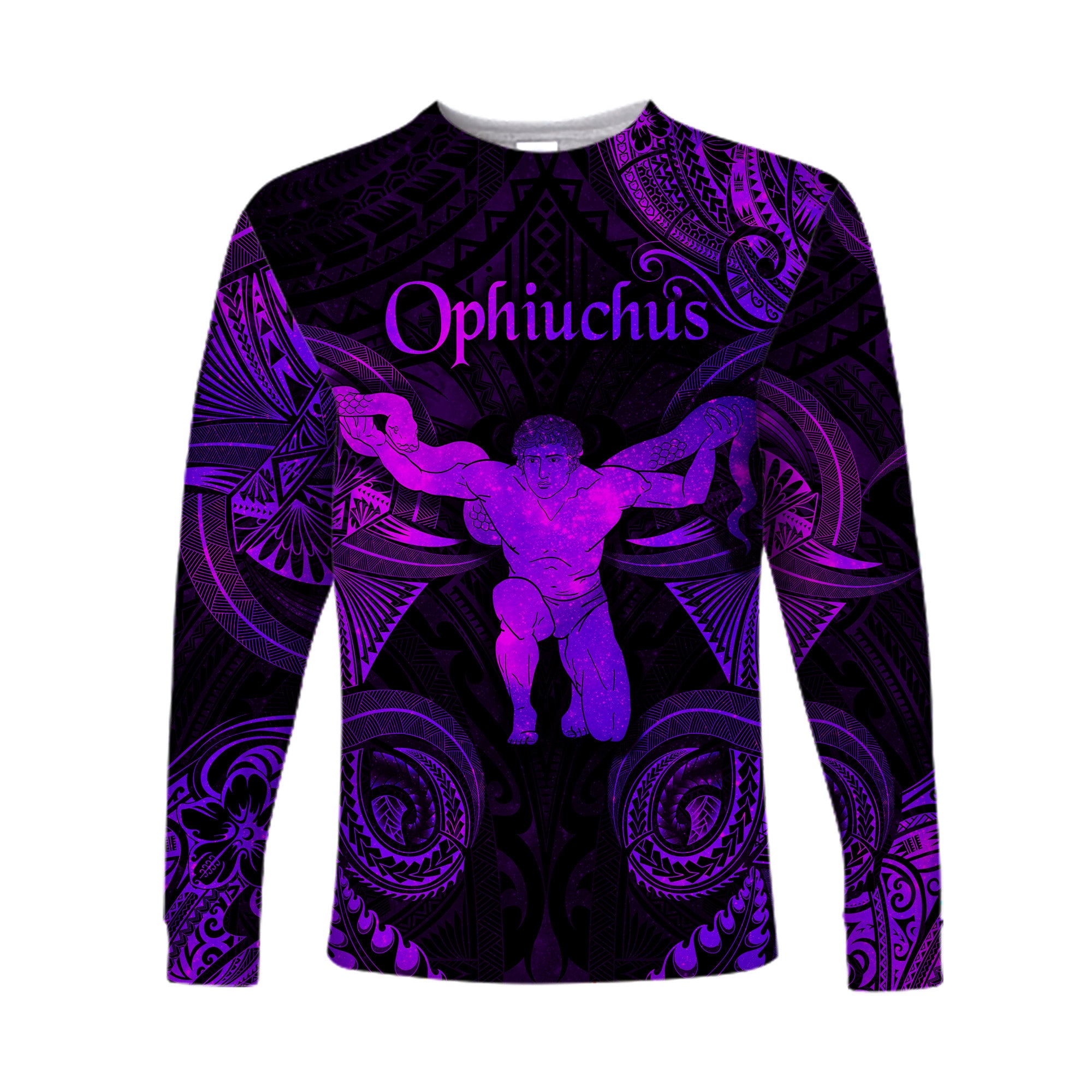 Ophiuchus Zodiac Polynesian Long Sleeve Shirt Unique Style - Purple LT8 Unisex Purple - Polynesian Pride