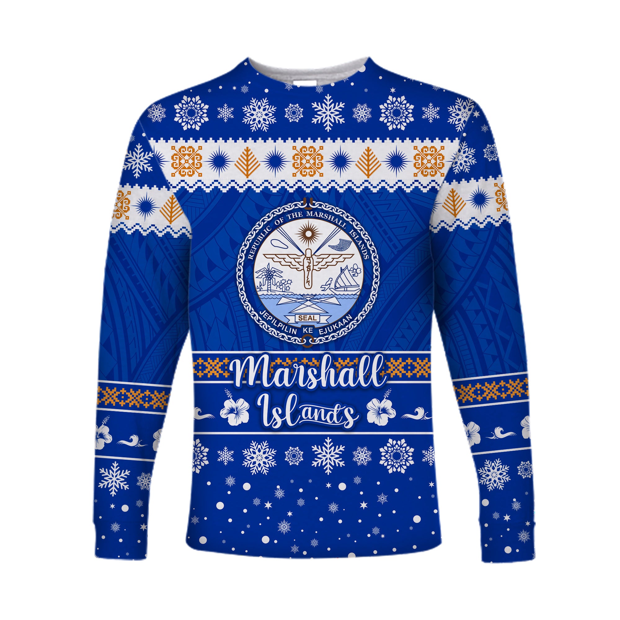 (Custom Personalised) Marshall Islands Christmas Long Sleeve Shirt Simple Style LT8 - Polynesian Pride