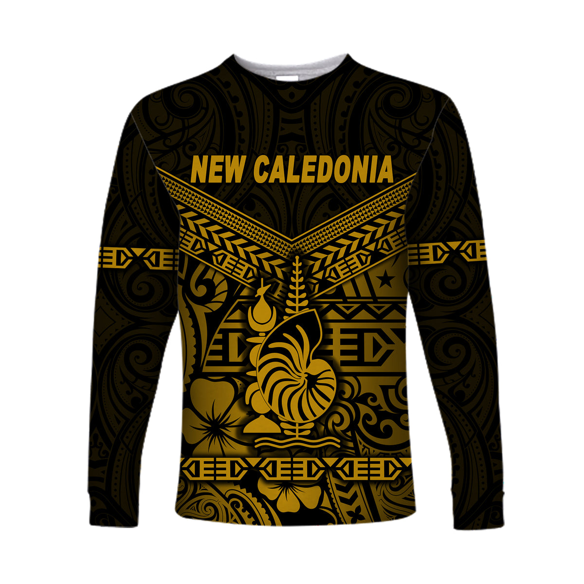 (Custom Personalised) New Caledonia Long Sleeve Shirts Simple Style - Gold LT8 - Polynesian Pride