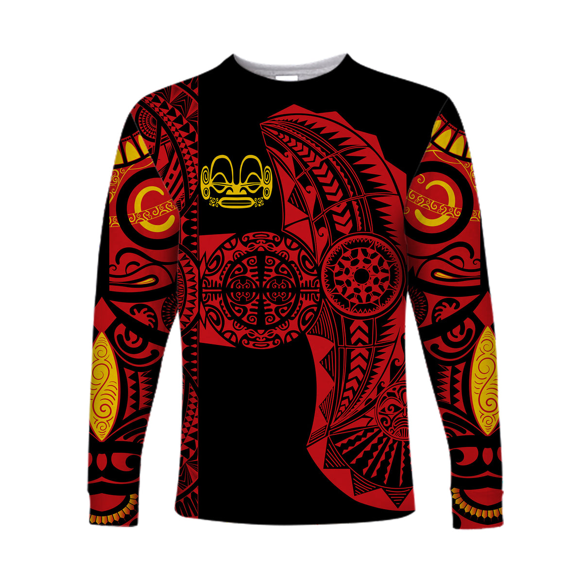 Marquesas Islands Long Sleeve Shirt Marquesan Tattoo Original Style - Red LT8 - Polynesian Pride