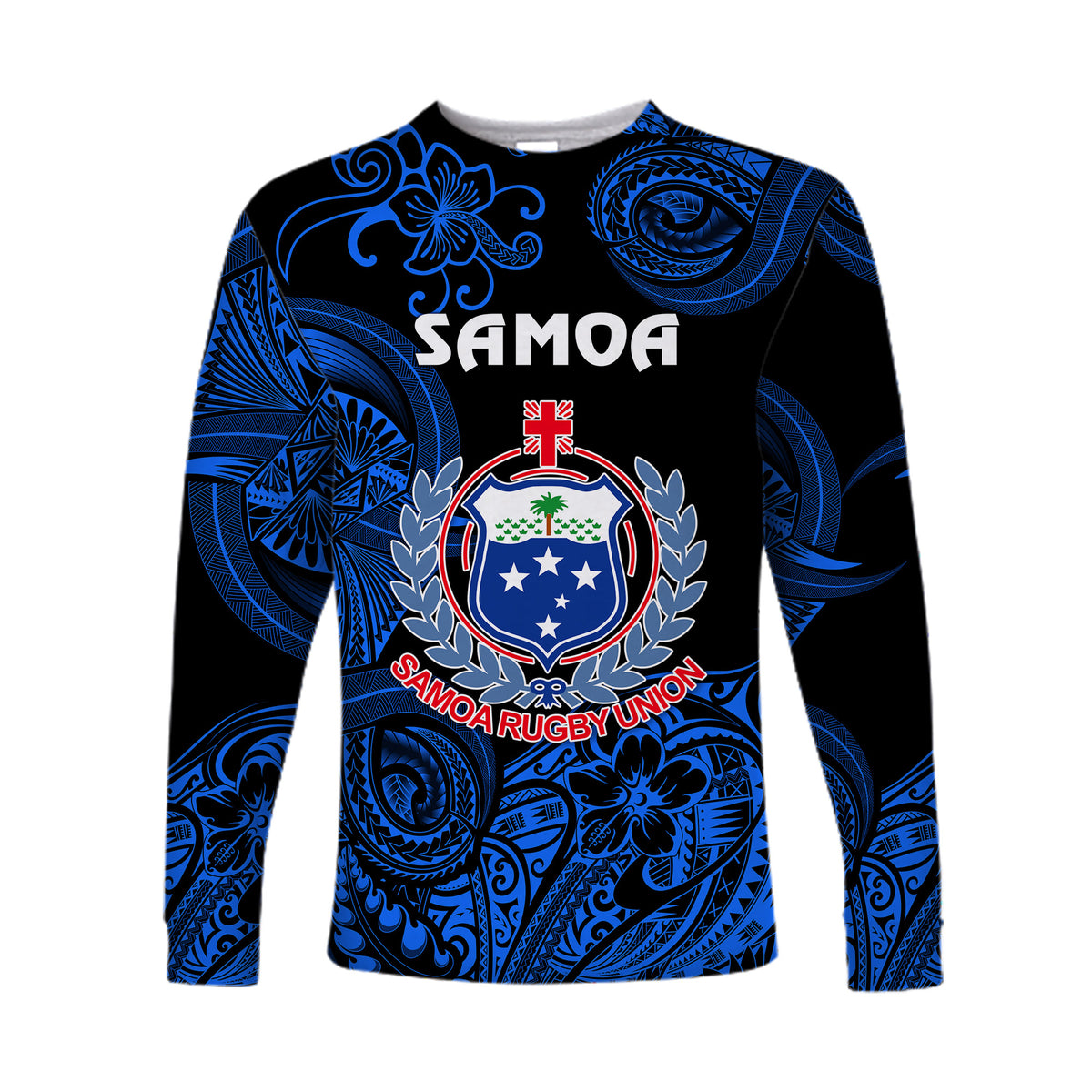 Samoa Manu Long Sleeve Shirt Rugby Unique Style - Black LT8 Unisex Blue - Polynesian Pride