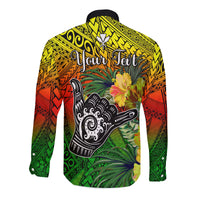 (Custom Personalised) The Shaka Hawaii Long Sleeve Button Shirt Tropical Flowers Reggae Version LT13 - Polynesian Pride
