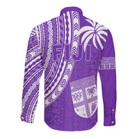 Fiji Rugby Sevens Long Sleeve Button Shirt Fijian 7s Tapa Polynesian Purple LT13 - Polynesian Pride