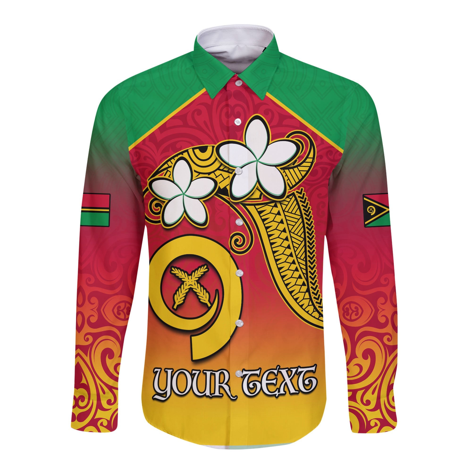 (Custom Personalised) Vanuatu Novelty Long Sleeve Button Shirt Frangipani Tropical Spa Flower LT13 Unisex Red - Polynesian Pride