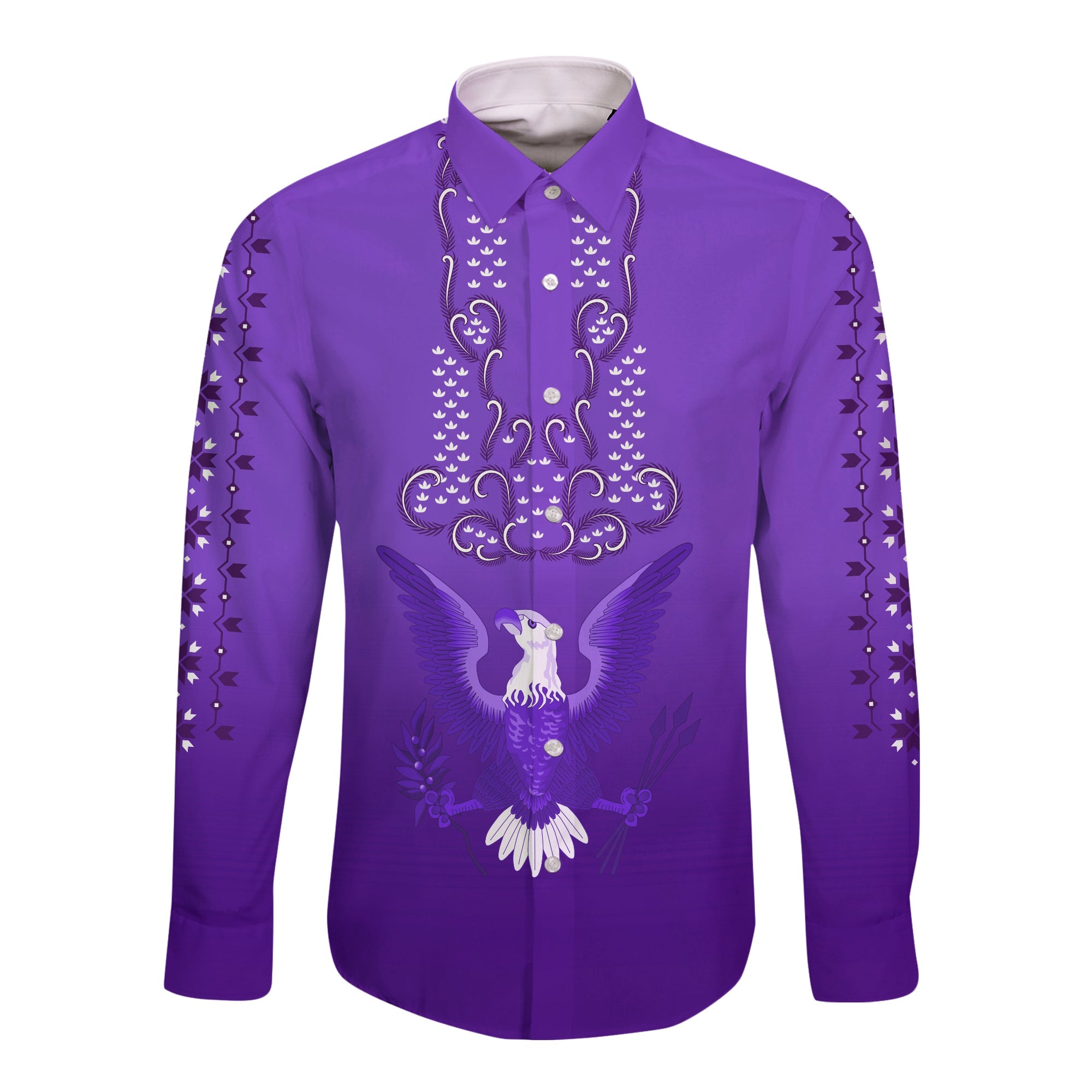 Philippines Long Sleeve Button Shirt Sun Filipino Purple Barong LT13 Unisex Purple - Polynesian Pride