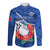 (Custom Text And Number) Samoa Rugby Long Sleeve Button Shirt Manu Samoa Polynesian Hibiscus Blue Style LT14 - Polynesian Pride