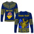 (Custom Personalised) Niue Long Sleeve Shirt Happy Constitution Day Niuean Hiapo Crab With Map LT14 Unisex Blue - Polynesian Pride