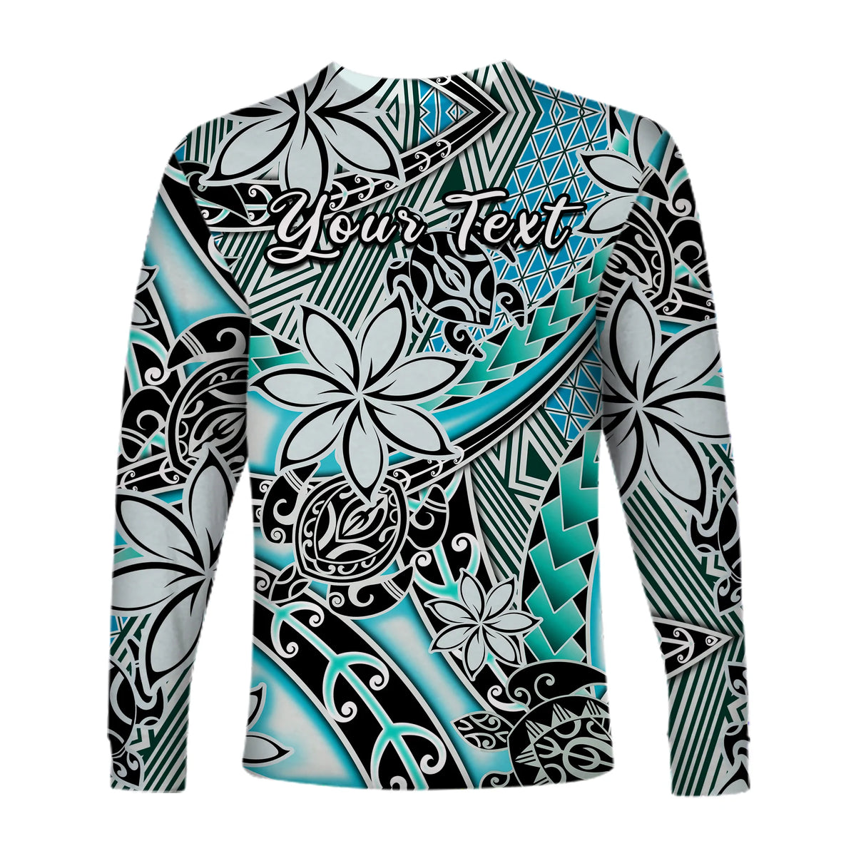 (Custom Personalised) Hawaii Long Sleeve Shirt Tribal Plumeria With Polynesian Turtle Ver.04 LT14 - Polynesian Pride