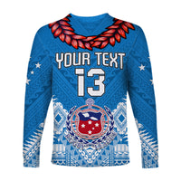 (Custom Personalise Text and Number) Toa Samoa Rugby Long Sleeve Shirt Manu Siva Tau Style Ulafala LT13 - Polynesian Pride