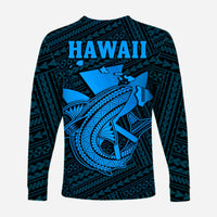 (Custom Personalised) Hawaii Long Sleeve Shirt Kakau Kanaka Maoli Combine Polynesian Shark Ver.03 LT14 - Polynesian Pride