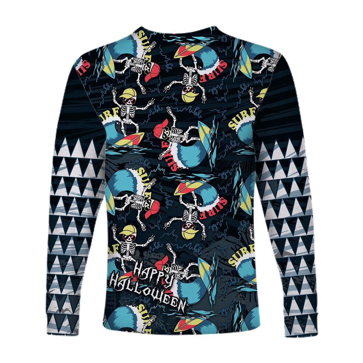 Hawaii Skeleton Surf Long Sleeve Shirt Halloween Hawaiian Tribal LT13 - Polynesian Pride