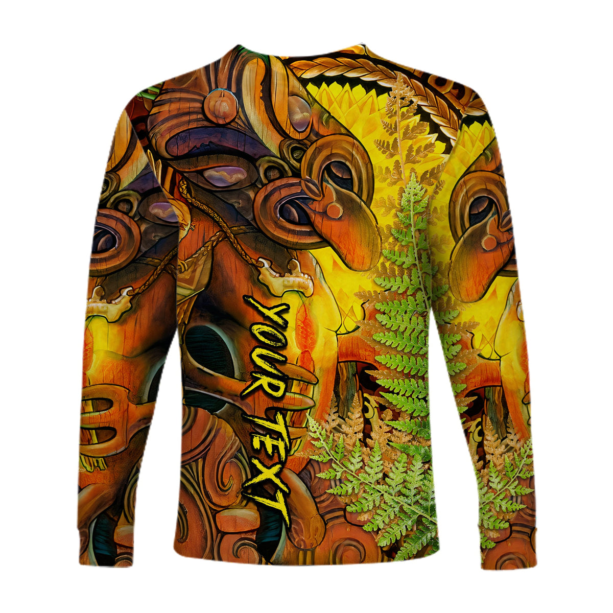(Custom Personalised) Hei Tiki Maori Long Sleeve Shirt Fern Aotearoa Ta Moko Sun LT13 - Polynesian Pride