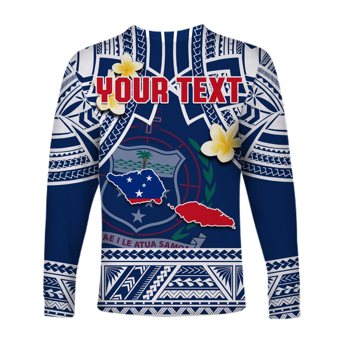 (Custom Personalised) Samoa Long Sleeve Shirt Samoan Plumeria Flowers Mix Polynesian Pattern LT14 - Polynesian Pride
