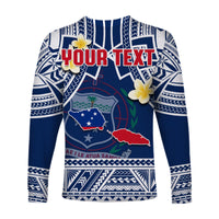 (Custom Personalised) Samoa Long Sleeve Shirt Samoan Plumeria Flowers Mix Polynesian Pattern LT14 - Polynesian Pride