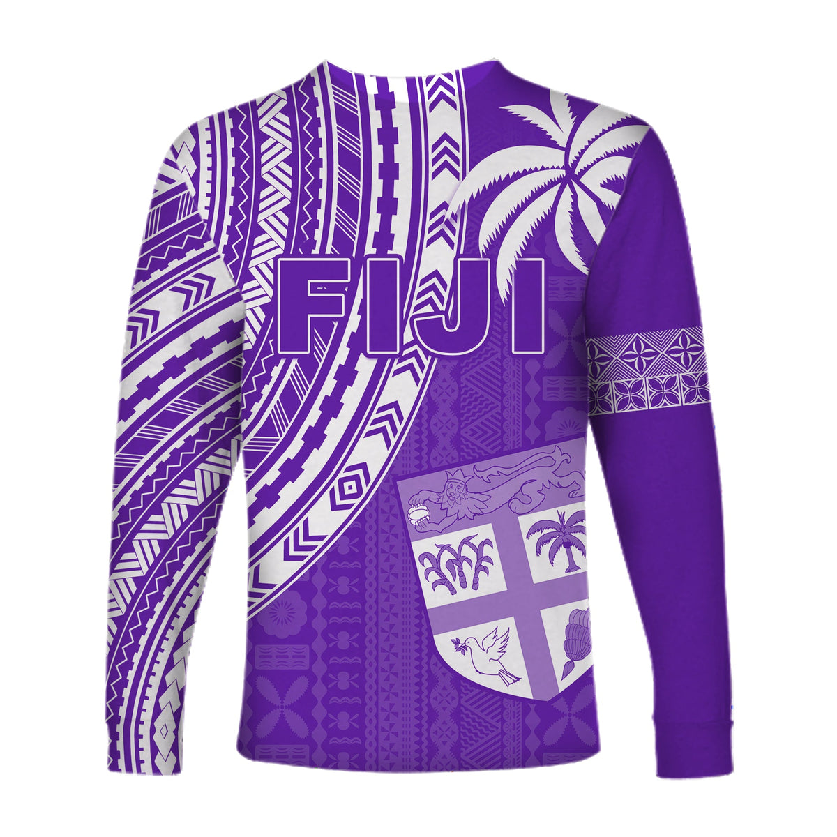 Fiji Rugby Sevens Long Sleeve Shirt Fijian 7s Tapa Polynesian Purple LT13 - Polynesian Pride