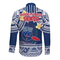 Samoa Long Sleeve Button Shirt Samoan Plumeria Flowers Mix Polynesian Pattern LT14 - Polynesian Pride