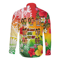 Aloha Poly Fest Long Sleeve Button Shirt Polynesian Pattern With Tropical Flowers LT14 - Polynesian Pride