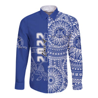 (Custom Text And Number) Tupou Tonga College Long Sleeve Button Shirt Class Of Year Tongan Ngatu Pattern LT14 - Polynesian Pride